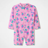 Infants Printed Long Sleeve Zip One Piece Pink