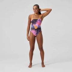 Women's Printed Web Back One Piece Purple