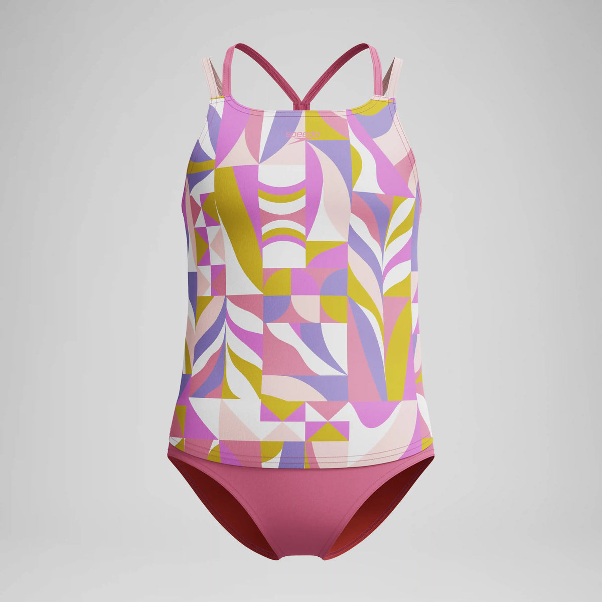 Girls Printed Strappy Two Piece Pink