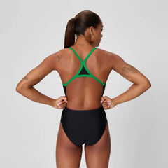 Women's Club Training Turnback One Piece Black/Green