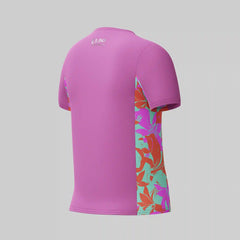 Girl's Printed Short Sleeve Splice Rashguard Purple