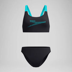 Women's Boom Solid Leaderback Two Piece Black/Turquoise