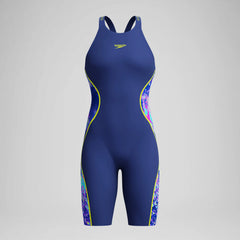 Women's Fastskin LZR Pure Intent 2.0 Openback Kneeskin Navy/Blue/Yellow