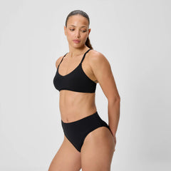Women's Solid Triangle Bikini Top Black