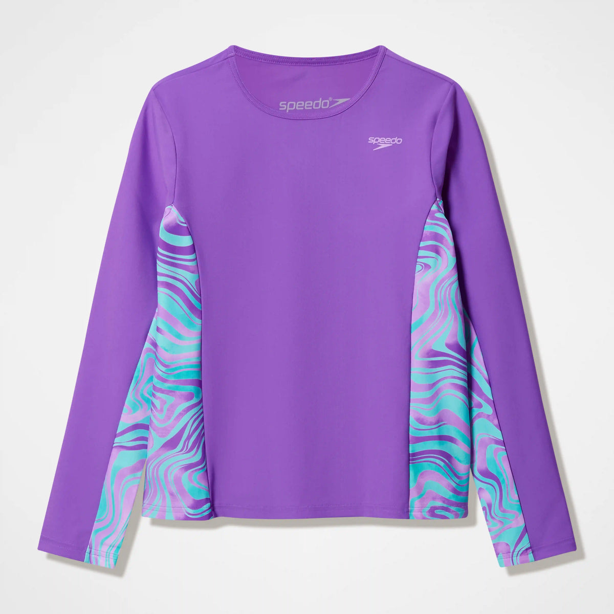 Girls Printed Long Sleeve Rashguard Purple