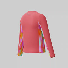 Girl's Long Sleeve Printed Splice Rashguard Orange