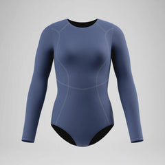 Women's Ocean Flex Long Sleeve Zip One Piece Gray/Blue