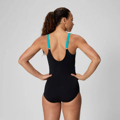 Women's Banded Colorblock One Piece Black/Blue