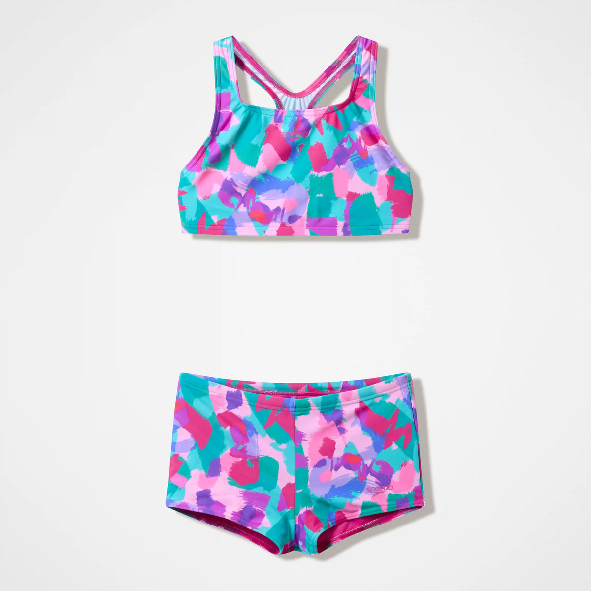 Girls Printed Racerback Two Piece Pink/Green