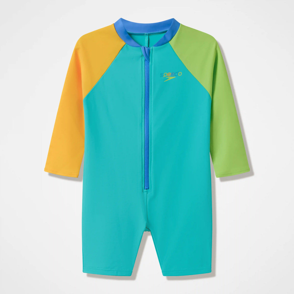 Infants Colorblock Long Sleeve Zip One Piece Green/Orange