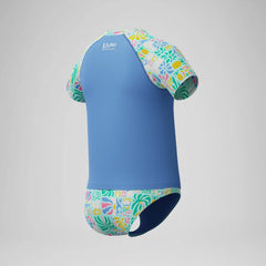 Girls Printed Short Sleeve Rashguard Set Blue