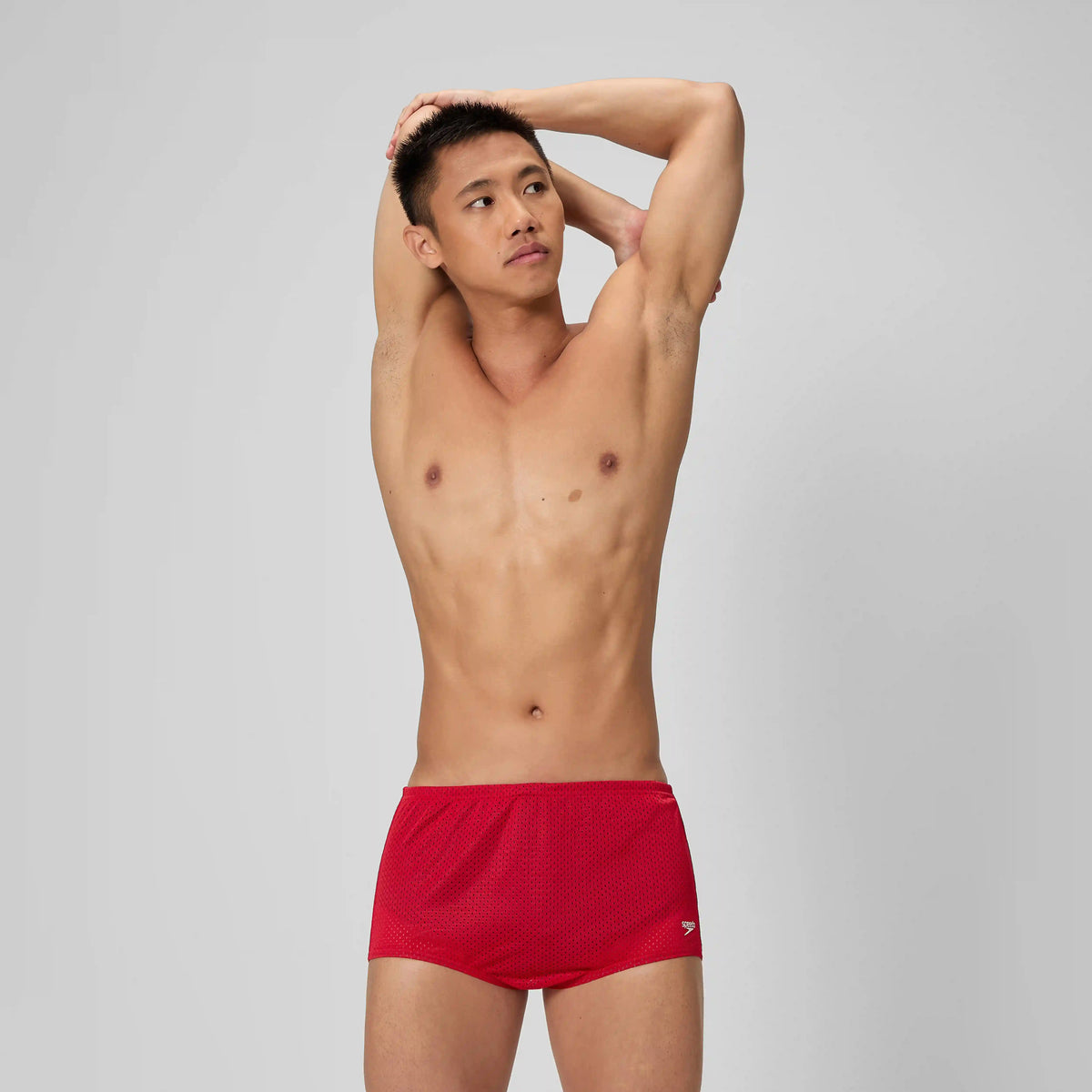 Men's Solid Poly Mesh Training Suit Red