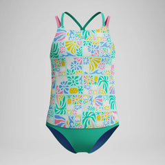 Girls Printed Strappy Two Piece Green