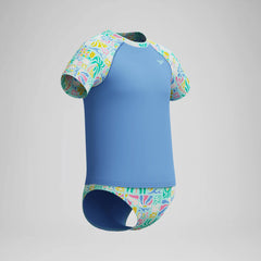 Girls Printed Short Sleeve Rashguard Set Blue