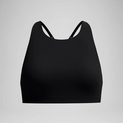 Women's Solid High Neck Bikini Top Black
