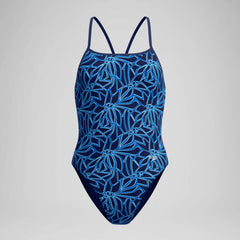 Women's Club Training Printed Turnback One Piece Blue