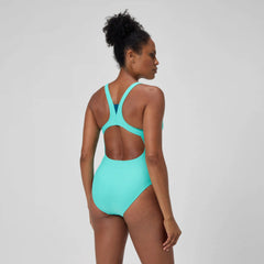 Women's Solid Highneck One Piece Turquoise
