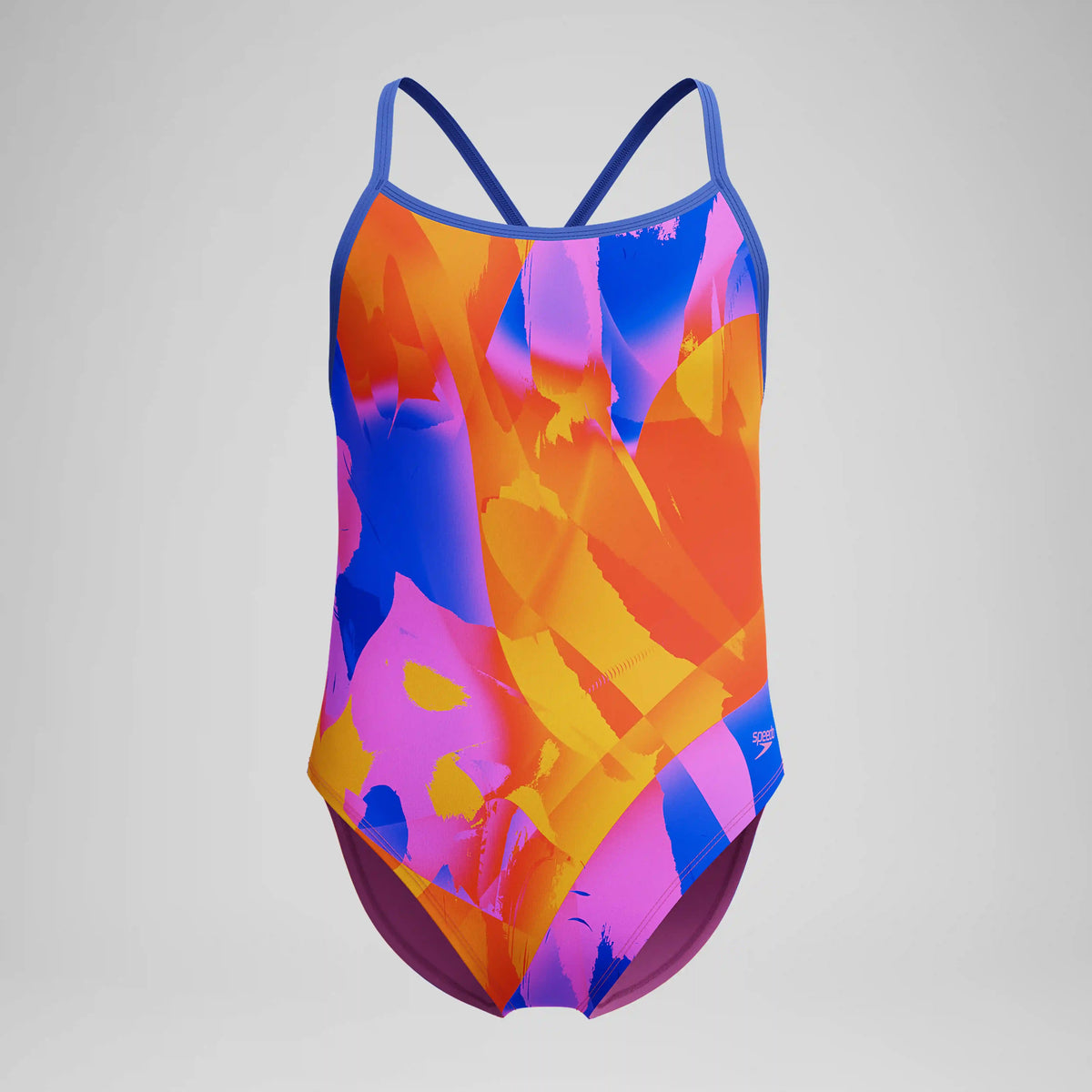 Women's Printed Double X Back One Piece Blue