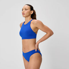 Women's Solid High Neck Bikini Top Blue