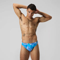 Men's Print Beachstar Brief Light Blue/White