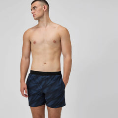 Men's Print Volley Swim Shorts Black/Grey