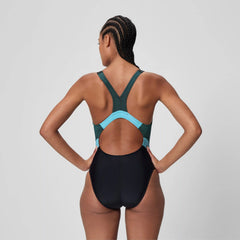 Women's Quantum Rib Splice One Piece Black/Blue