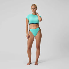 Women's FLU3NTE Logo Elastic Crop Top Turquoise