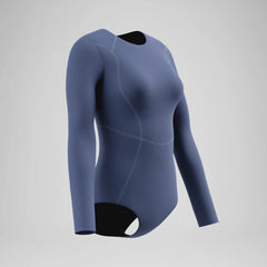 Women's Ocean Flex Long Sleeve Zip One Piece Gray/Blue