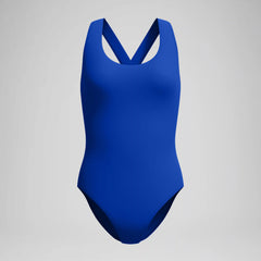 Women's Solid Scoop Neck One Piece Blue