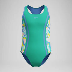 Girls Printed Racerback One Piece Green