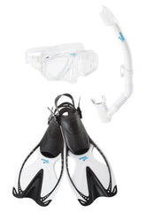 Unisex Adult Adventure Mask/Snorkel/Fin Set Black/Clear