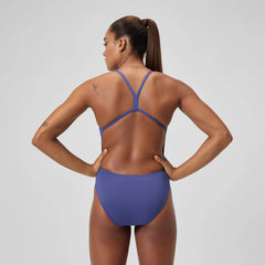 Women's Solid V-Back One Piece Blue