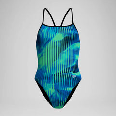 Women's Club Training Printed Turnback One Piece Blue/Green
