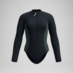 Women's Scuba Flex Long Sleeve Zip One Piece Black/Green