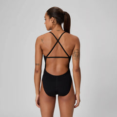 Women's Solid Crossback One Piece Black