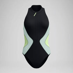 Women's Ocean Flex Zip One Piece Black/Green