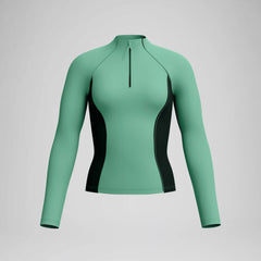Women's Ocean Flex Long Sleeve Zip Rashguard Green