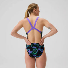 Women's Club Training Printed Leaderback One Piece Black/Purple