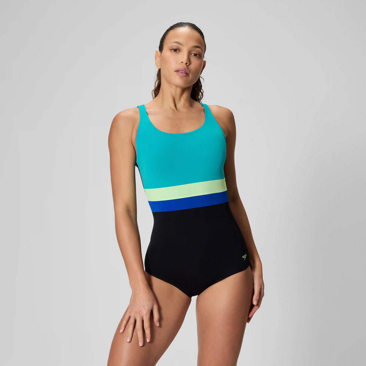 Women's Banded Colorblock One Piece Black/Blue