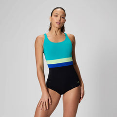 Women's Banded Colorblock One Piece Black/Blue