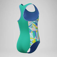 Girls Printed Racerback One Piece Green