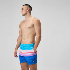 Men's Print Edge Redondo Volley Swim Trunks Blue/Pink