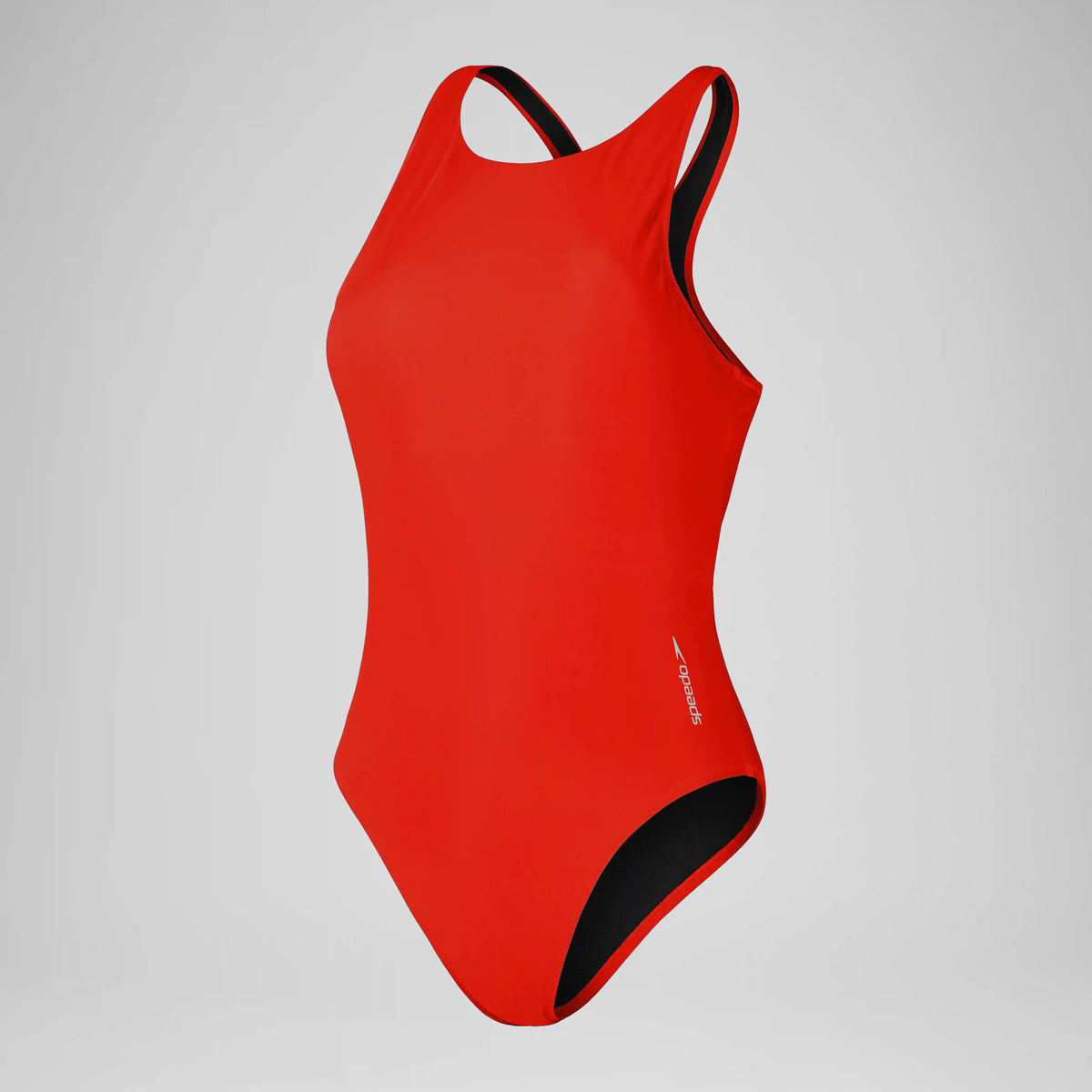 Women's Solid Scoop Mesh One Piece Red