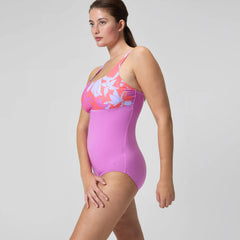 Women's Printed Square Neck One Piece Purple