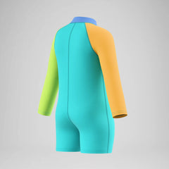 Infants Colorblock Long Sleeve Zip One Piece Green/Orange
