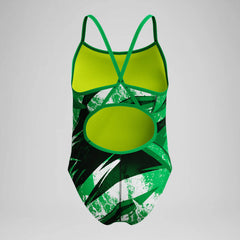 Girls Bolted Flyback One Piece Black/Green