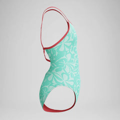 Girl's Printed Double X Back One Piece Green