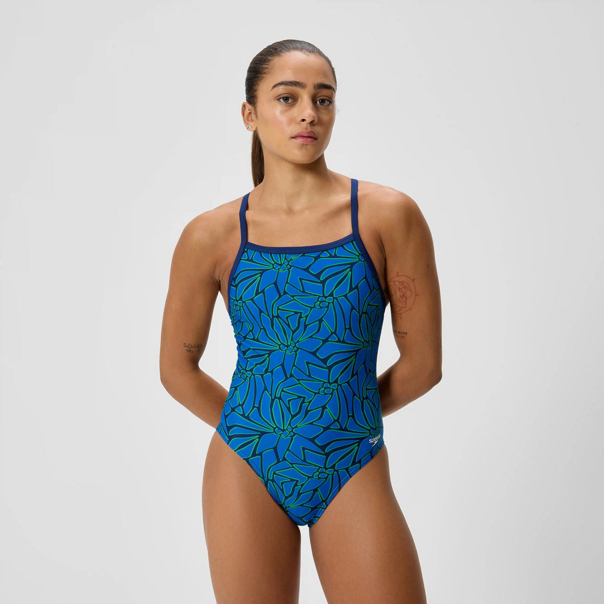 Women's Club Training Printed Turnback One Piece Blue/Green