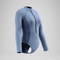 Women's Scuba Flex Long Sleeve Zip One Piece Gray/Blue