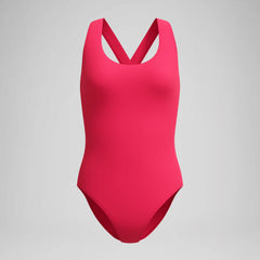 Women's Solid Scoop Neck One Piece Ruby
